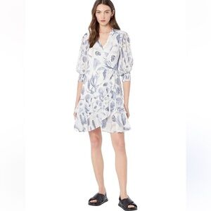 All Saints Ari Oceano Coastal Mini Beach Wrap Ruffle Dress Size 8